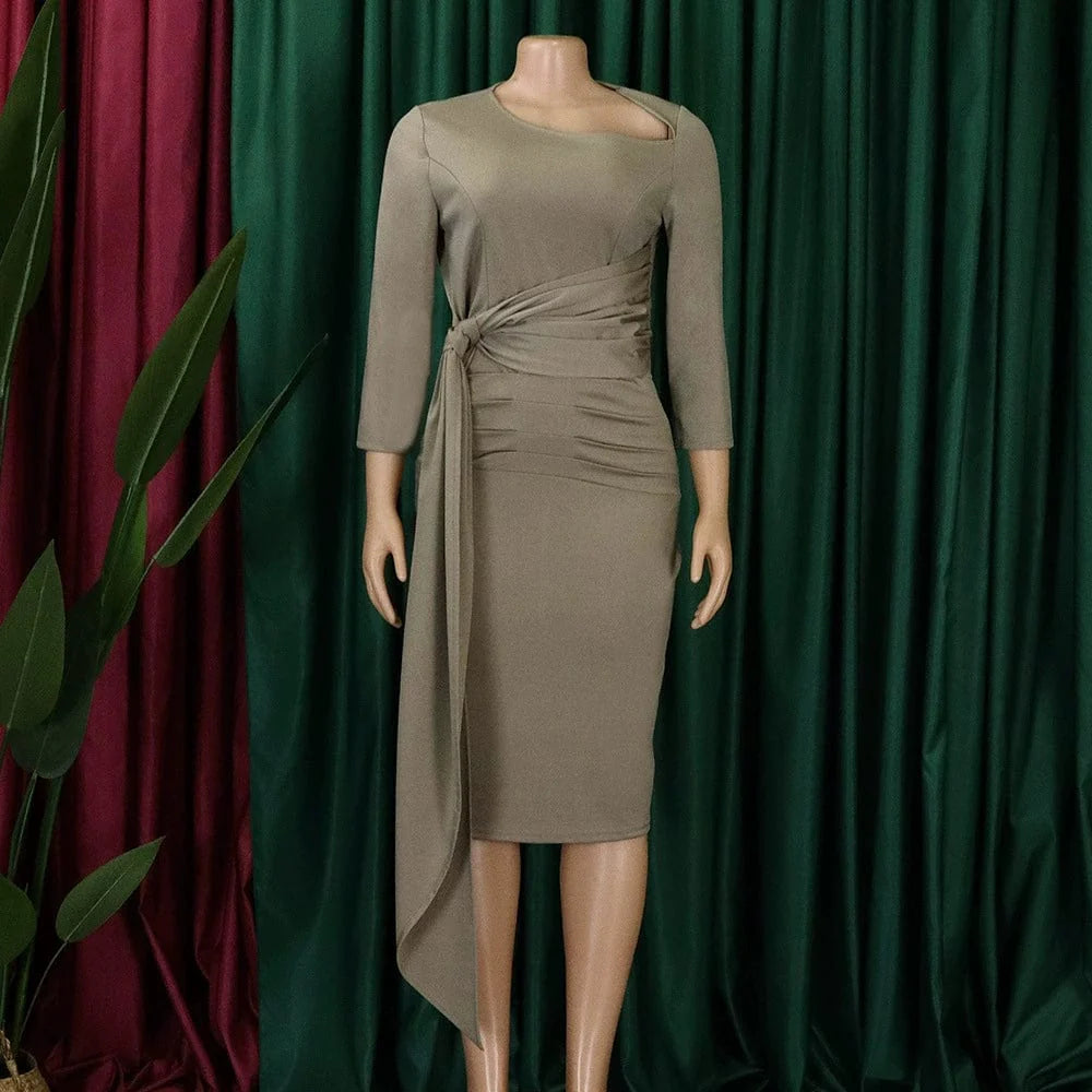 Showlu Women's Plus Size Red OL Party Dress in 3XL with a pencil skirt, elegant and suitable for formal occasions.