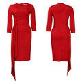 Showlu Women's Plus Size Red OL Party Dress with 3XL pencil skirt, stylish and elegant for office or evening occasions.