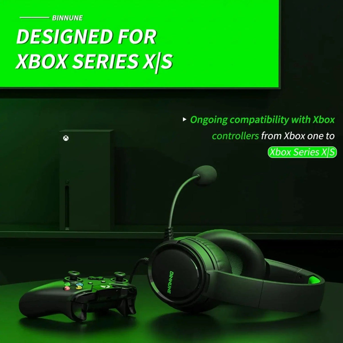 BINNUNE BG02 Gaming Headset with Mic for Xbox Series X|S Xbox One PS4 PS5 PC Switch, Wired Gamer Headphones - SHOWLU FASHION STORE