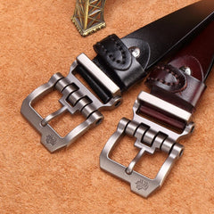 BISON DENIM Men Belt For Men Cowskin Genuine Leather Personality Men belt Buckle Quality Male Brown Strap Vintage Jeans N71223 - SHOWLU FASHION STORE