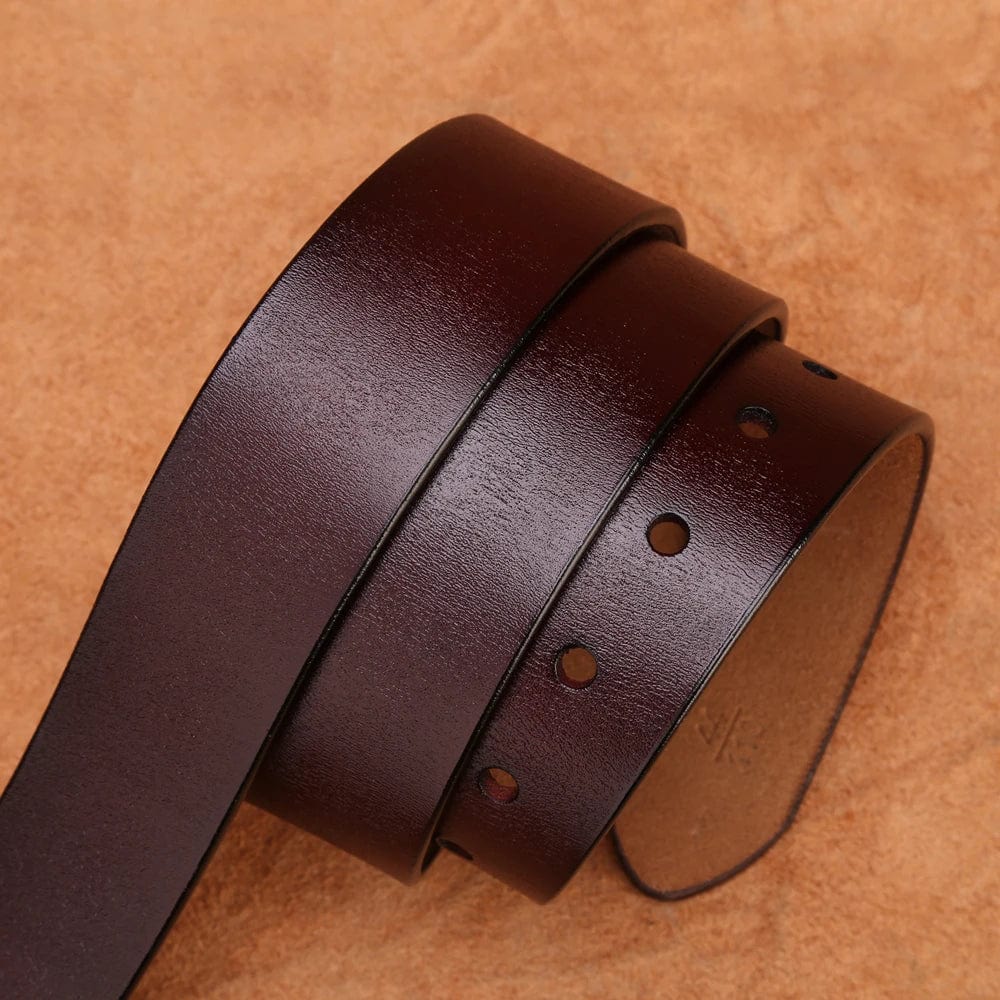 Bison Denim men's genuine cowskin leather belt with vintage brown strap and metal buckle, stylish accessory for jeans.