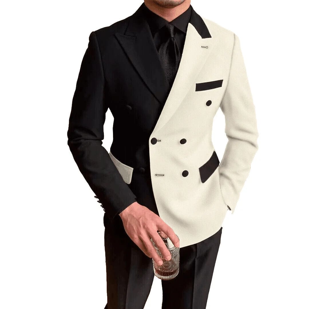 Black White Men Suits For Wedding Slim Fit Peak Lapel Blazers Pants 2 Piece Formal Formal Business Groom Tuxedos Costume Homme - SHOWLU FASHION STORE