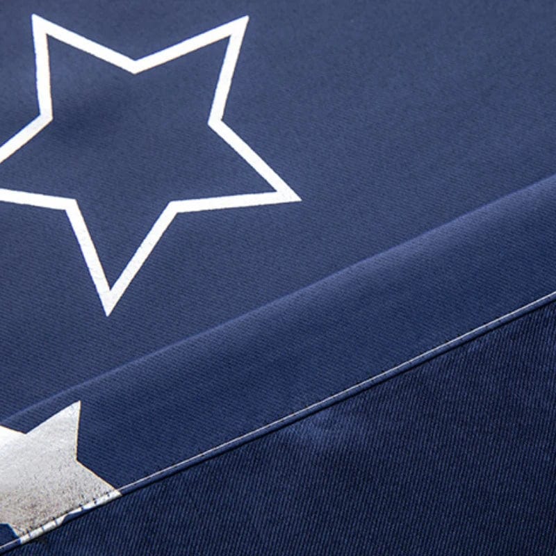 Blackout curtains for kids bedroom featuring stars and moon design in navy, gray, and pink by Showlu Fashion Store.