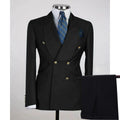 Beige men's 2-piece double-breasted wedding suit by SHOWLU FASHION STORE, featuring a blazer and matching pants for smart casual occasions.