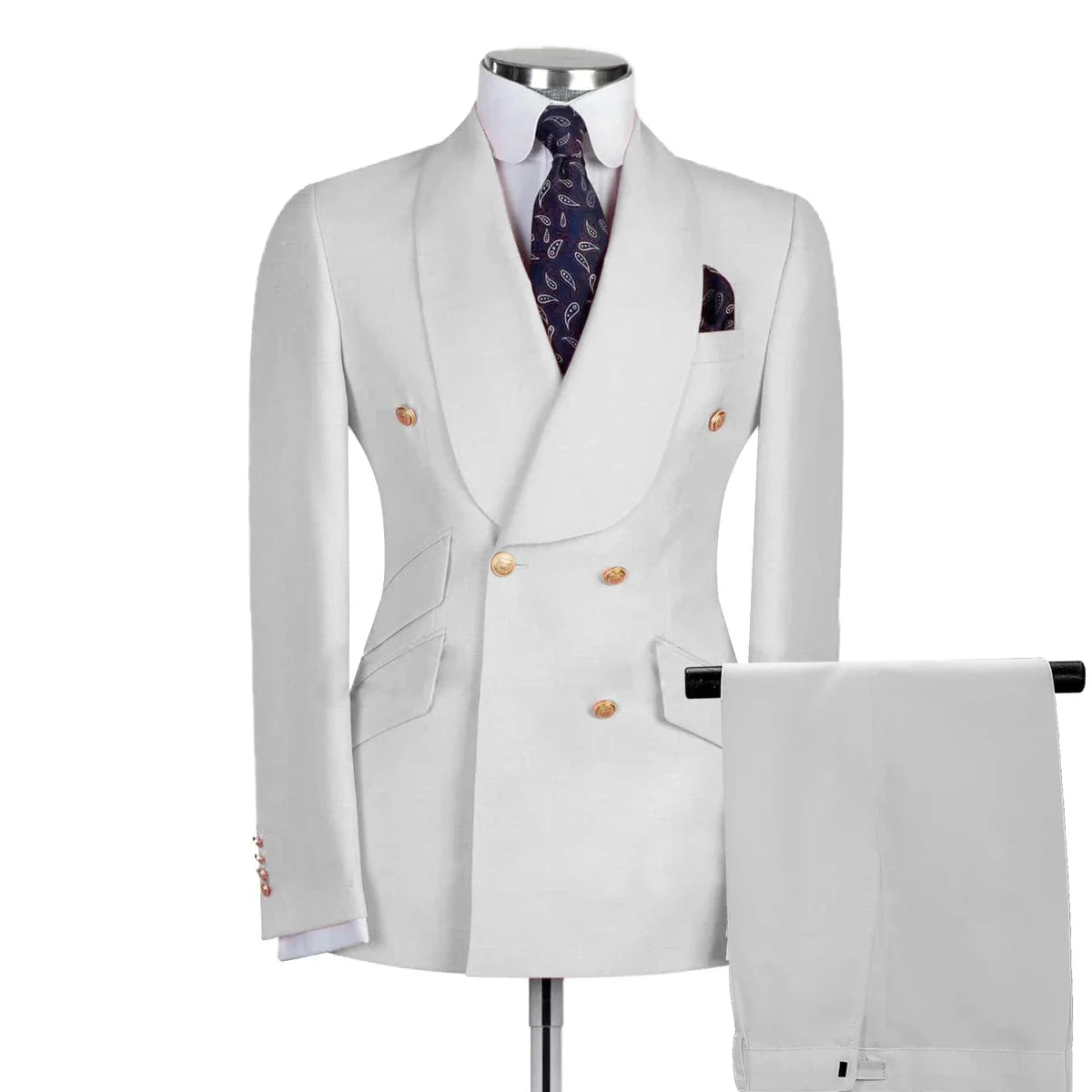 Beige men's 2-piece double-breasted wedding suit by SHOWLU FASHION STORE, featuring blazer and matching pants for smart casual occasions.