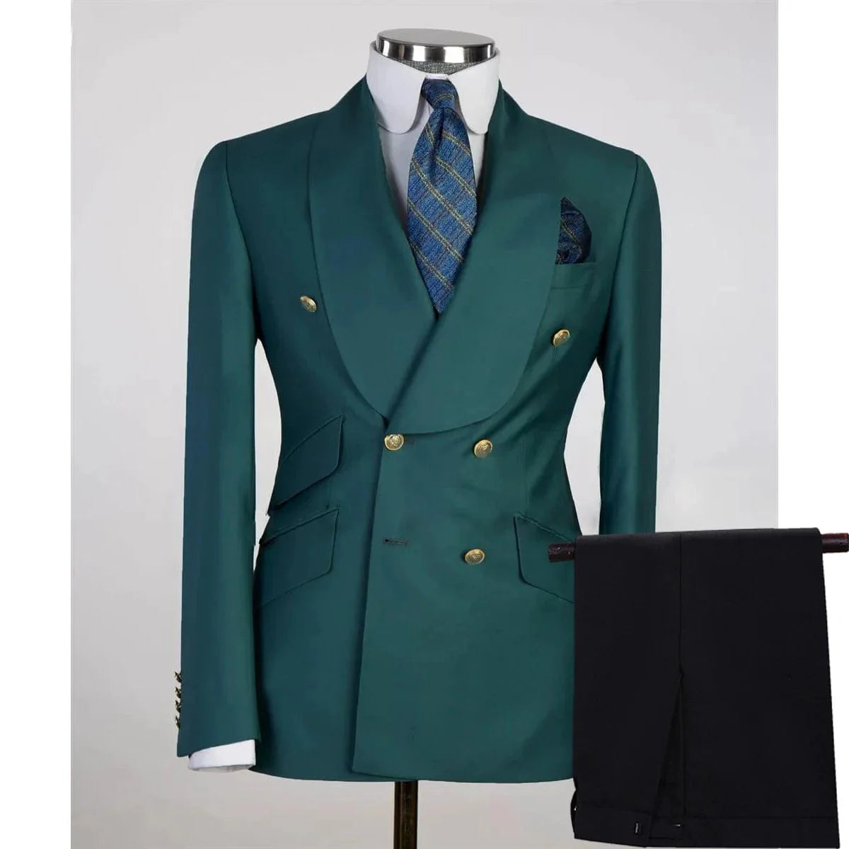 Beige men's 2-piece double-breasted wedding suit blazer and pants set, stylish smart casual attire by SHOWLU FASHION STORE
