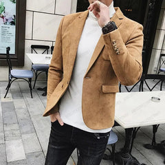 Blue Suede Men Blazer Slim Fit Cusotm Tide Jacket Smart Business Tailored Men Suit Coat Male Blazer Costume Homme (Only Jacket) - SHOWLU FASHION STORE