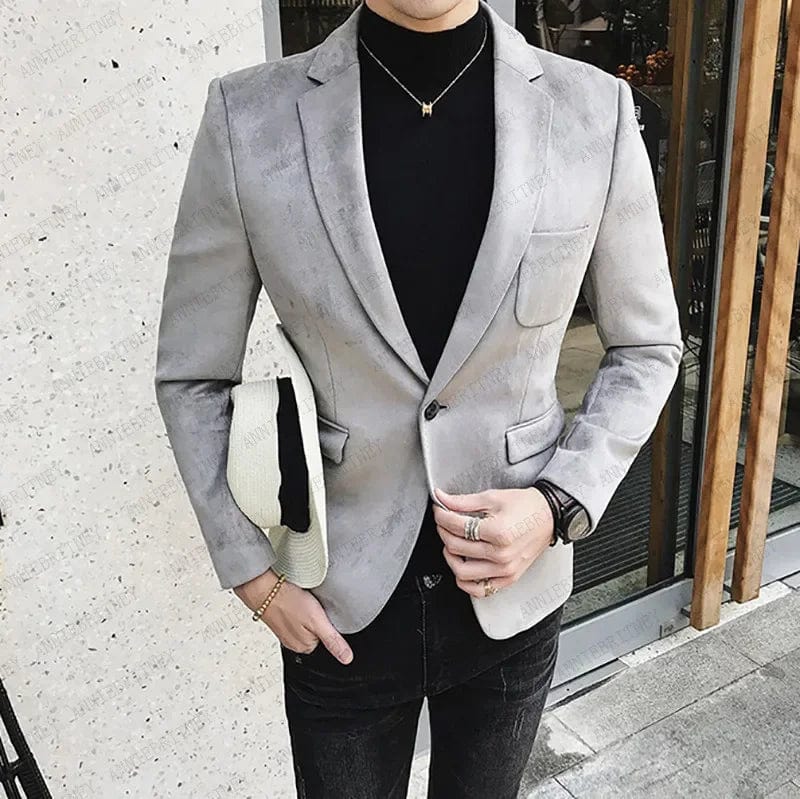 Blue Suede Men Blazer Slim Fit Cusotm Tide Jacket Smart Business Tailored Men Suit Coat Male Blazer Costume Homme (Only Jacket) - SHOWLU FASHION STORE