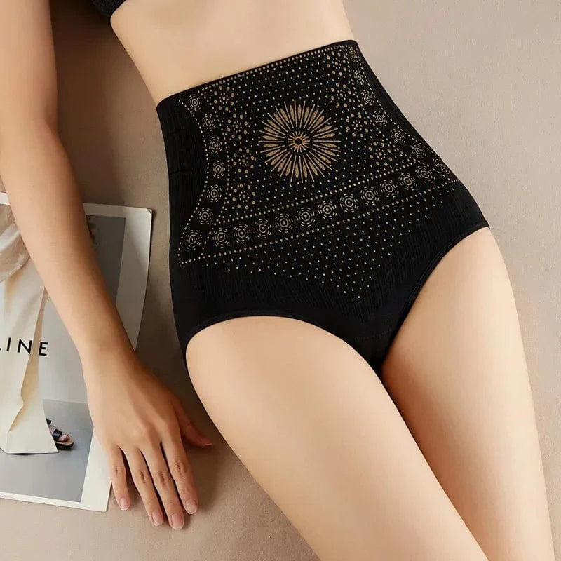 Showlu high waist body shaper panties with slimming and butt lifting design, worn as sexy lingerie for body shaping and contouring.