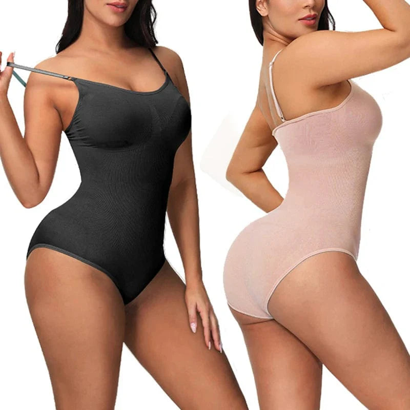 Showlu Women's full body shapewear bodysuit with tummy control, butt lifting, and thigh slimming for a smooth, sculpted silhouette.