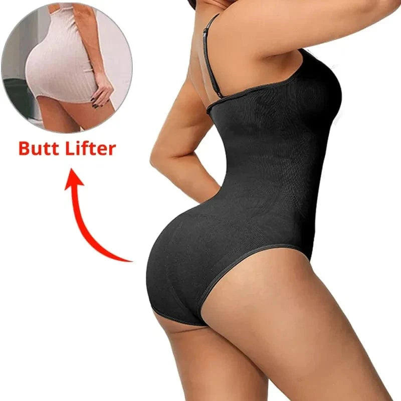 Showlu Women's full body shapewear bodysuit with tummy control, butt lifting, and thigh slimming for a smooth, sculpted silhouette.