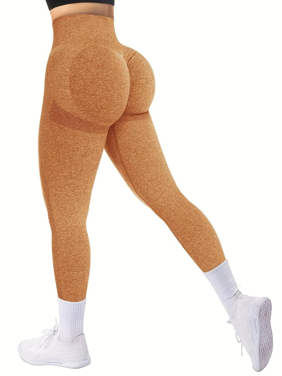 Showlu seamless high-waisted butt-lifting leggings in black, made of nylon spandex, designed for all-season comfort and sculpted fit.