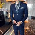 Showlu Fashion men's Italian style 3-piece striped formal business suit with blazer, vest, and trousers, elegant and fashionable.
