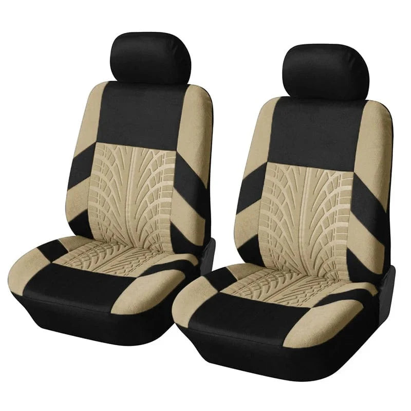 Showlu Fashion AUTOYOUTH universal car seat covers set with 3D tire track design, embroidered brand logo, fits multiple car models.