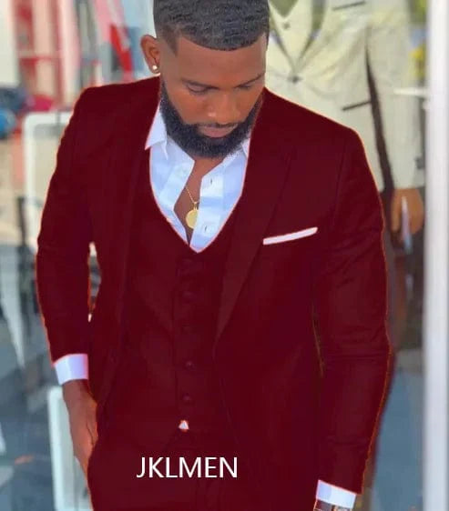 Bright orange slim fit men's 3-piece suit with notch lapel, designed for weddings, proms, or formal events, by SHOWLU FASHION STORE.