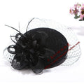 Showlu Black Vintage Gauze Billycock hat with yarn hair clip, British style, worn by a celebrity in a cheongsam.