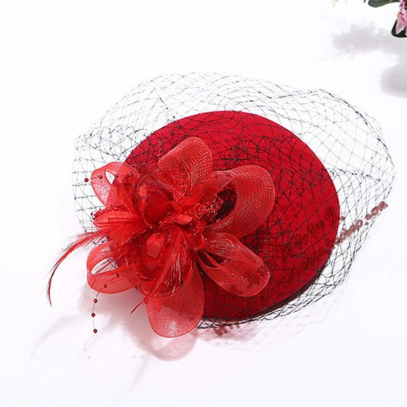 Black vintage gauze Billycock hat by Showlu Fashion, British style yarn hair clip with classic, elegant design.