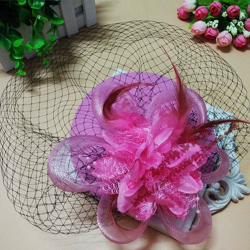 Showlu Black vintage gauze Billycock hat with yarn hair clip, British style, worn by celebrity in a traditional cheongsam dress.