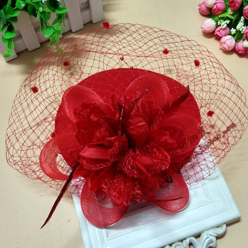 Showlu Black vintage gauze Billycock hat with British style yarn hair clip, inspired by classic British fashion and celebrity chic