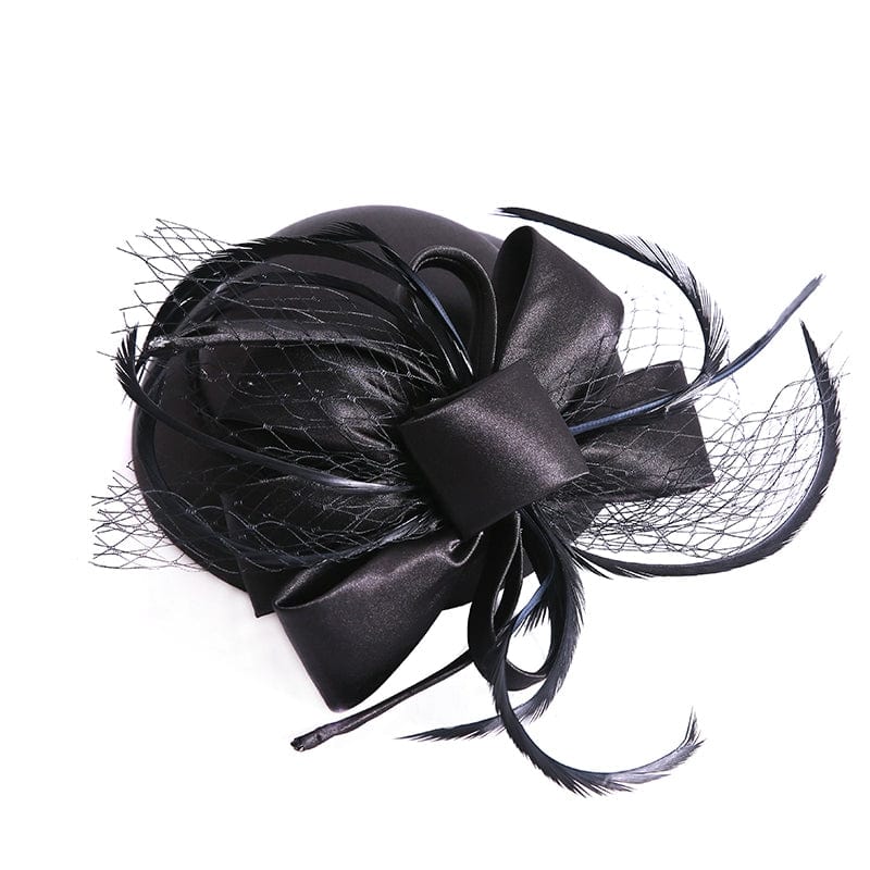 Showlu Fashion British style women's wedding Billycock hat with bowknot, elegant headwear for social and formal occasions