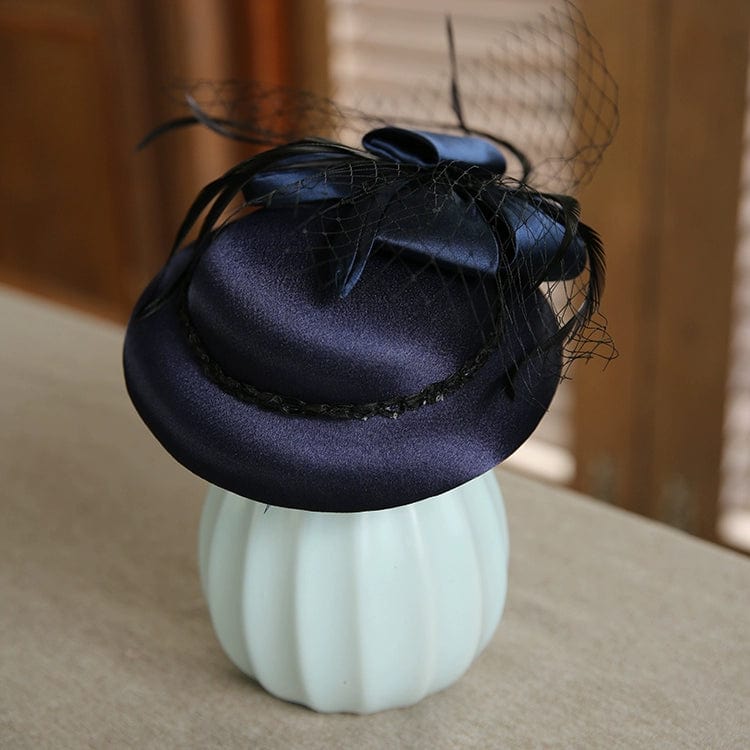 Showlu Fashion British style women's wedding Billycock hat with bowknot, perfect for elegant socialite or dinner party attire.