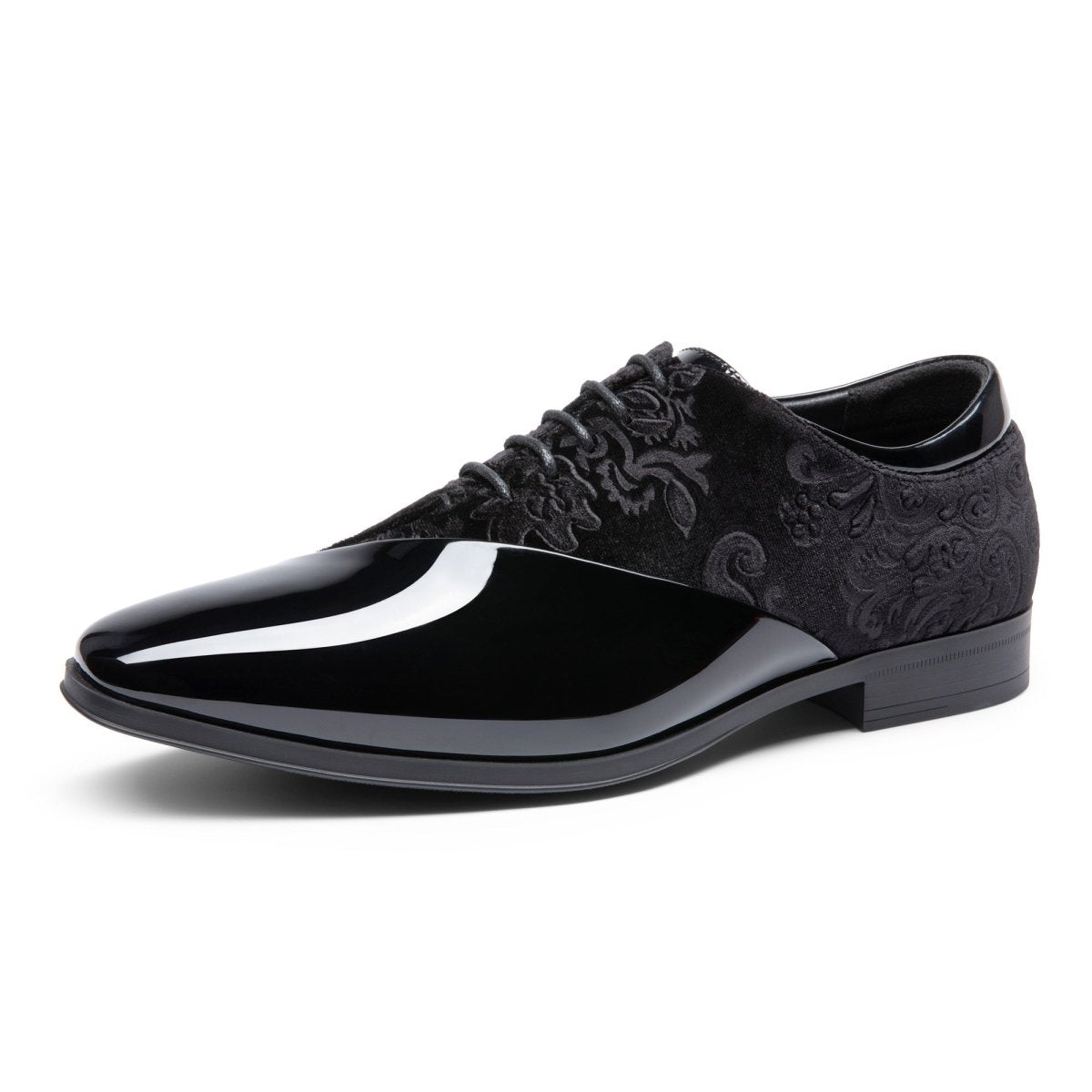 Bruno Marc men's patent velvet tuxedo shoes with lace-up design, formal Oxford style, ideal for elegant occasions