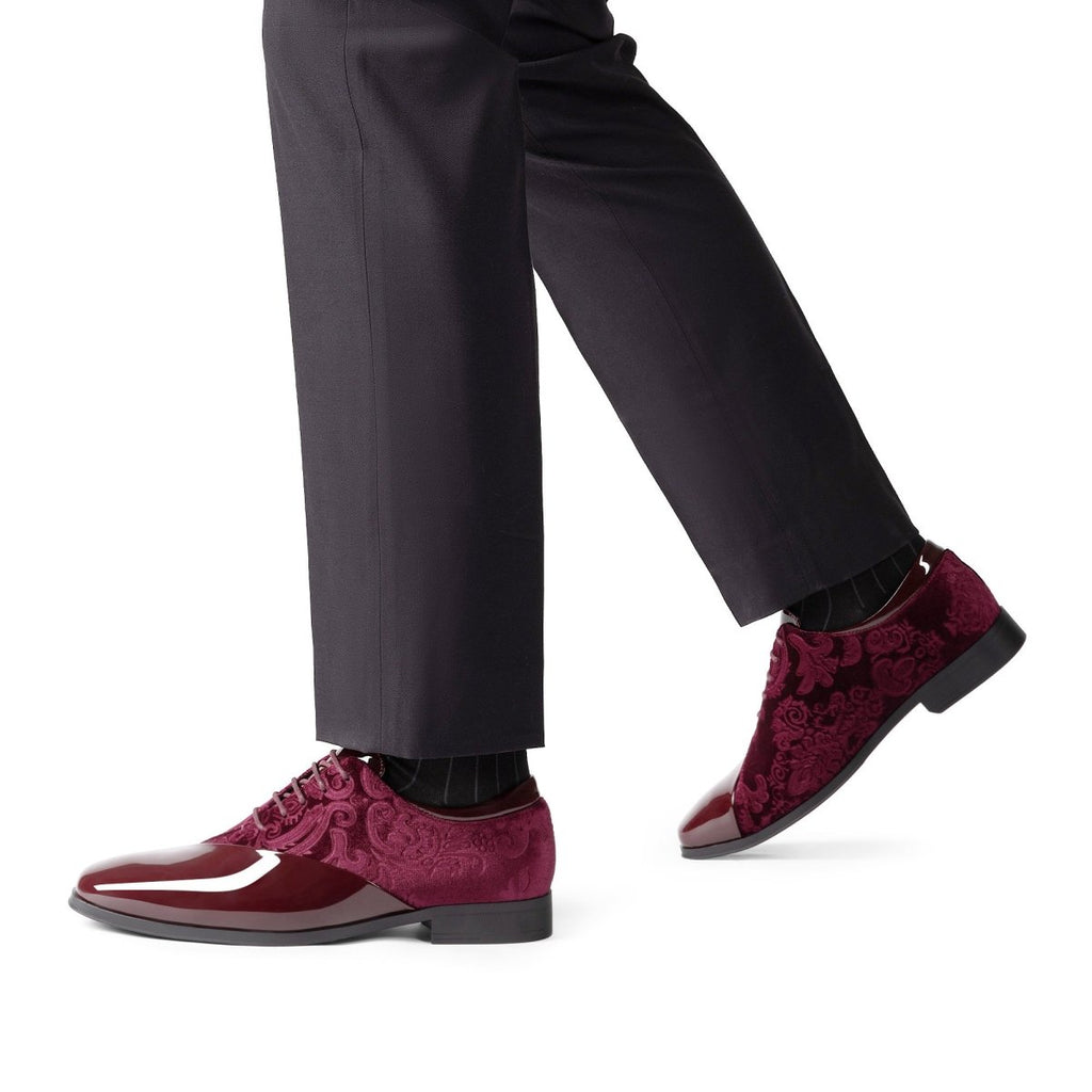 Bruno Marc men's patent velvet tuxedo shoes with lace-up design, classic formal oxford style for elegant occasions