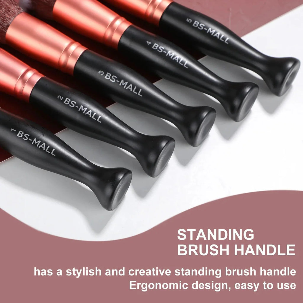 BS-MALL 16-piece makeup brush set with premium synthetic hair, standing brushes for face and eye makeup application.