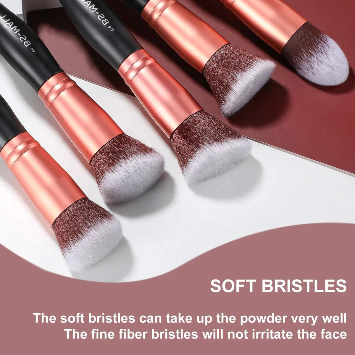 BS-MALL 16-piece makeup brush set with premium synthetic hair, displayed standing with brushes arranged neatly for professional application.