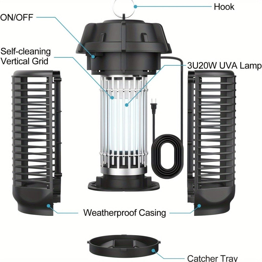 Showlu 20W electric bug zapper with waterproof design, 4000V mosquito killer lamp, suitable for indoor and outdoor use.
