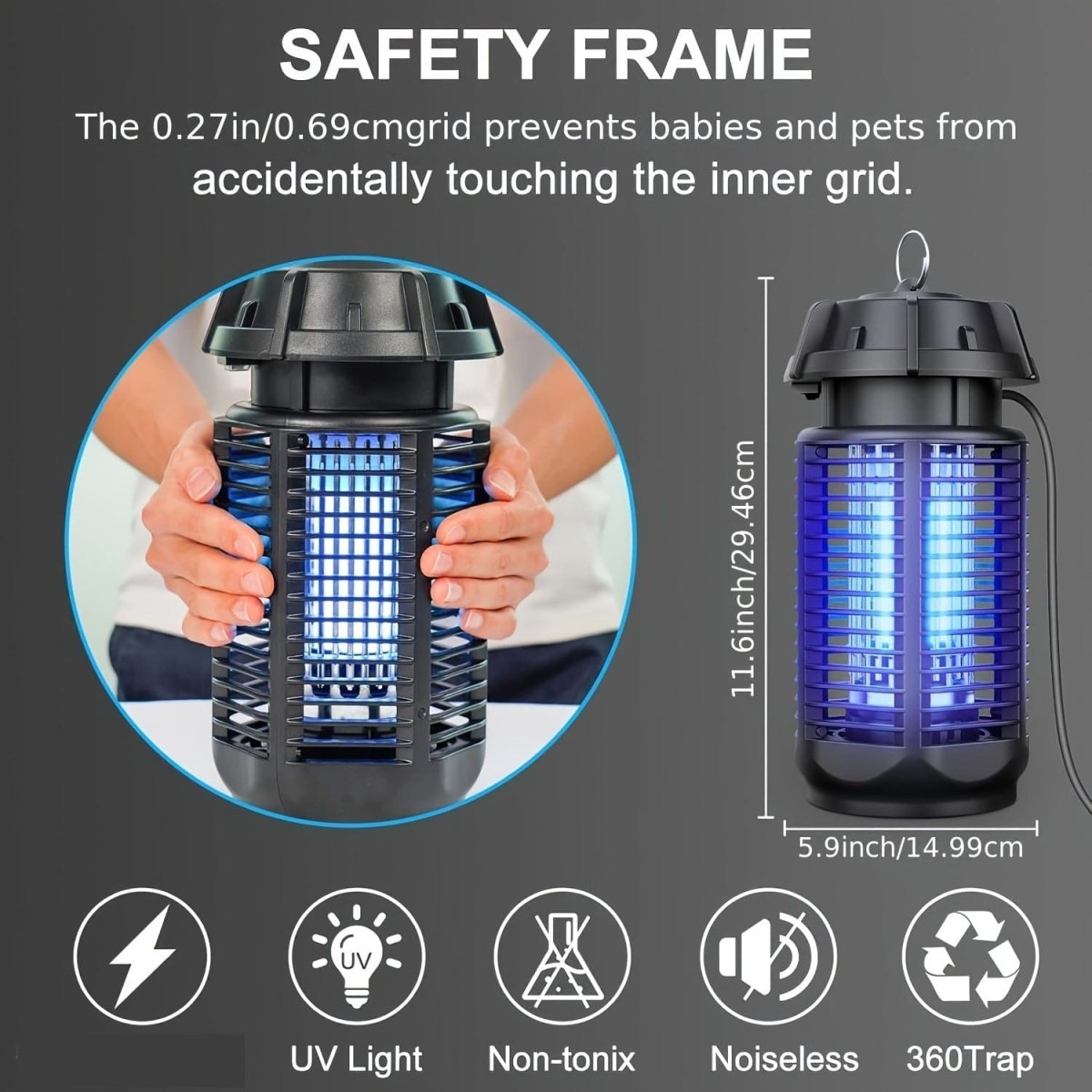 Showlu 20W Electric Bug Zapper with waterproof design, 4000V mosquito killer lamp for indoor and outdoor use.
