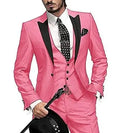 Luweds burgundy 3-piece slim fit men's Italian tuxedo suit with jacket, pants, and vest for formal occasions and weddings.