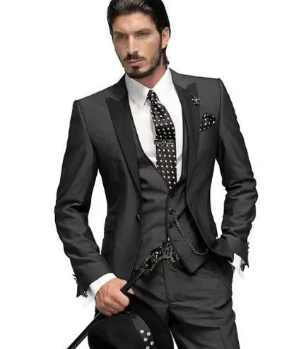 Luweds Burgundy 3-Piece Men's Suit by SHOWLU FASHION STORE featuring slim fit, Italian style tuxedo with jacket, pants, and vest.