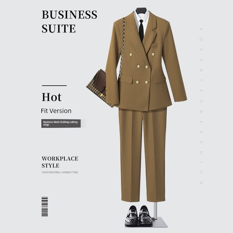 SHOWLU FASHION women's double-breasted business suit vest, mid-length, stylish workwear blazer for professional attire.