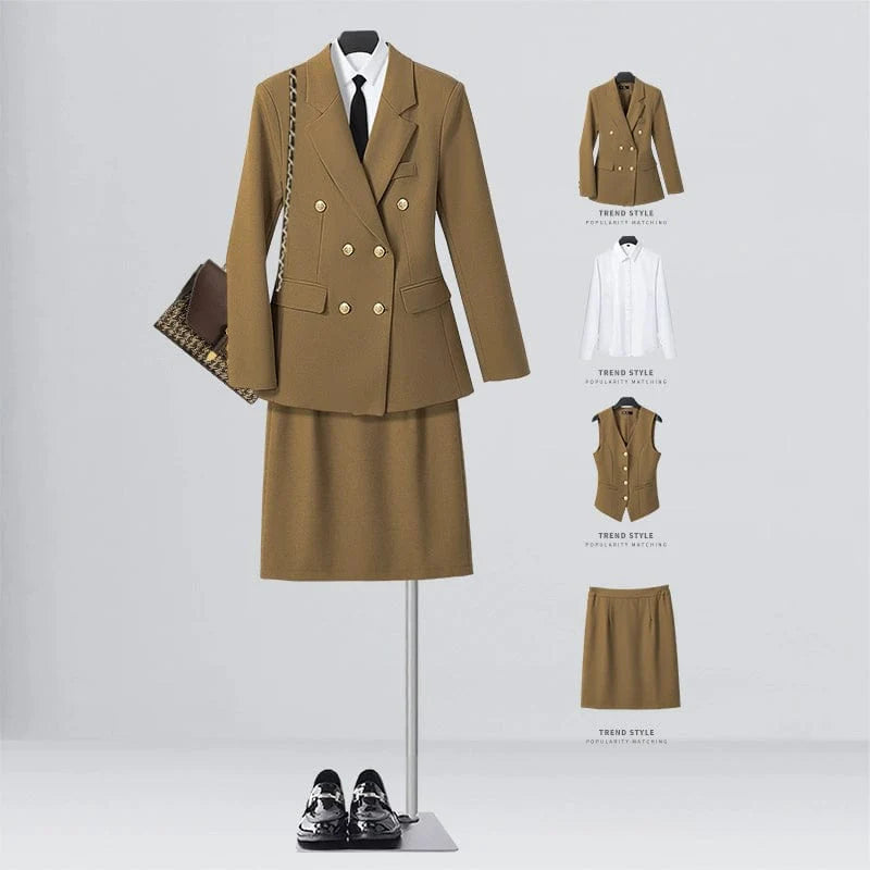 SHOWLU FASHION women's double-breasted business suit vest, mid-length, stylish workwear for a professional look.