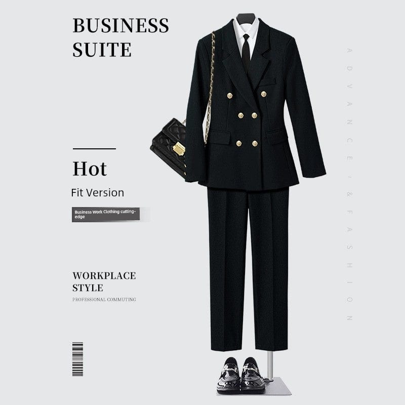 Women's double-breasted business suit vest by SHOWLU FASHION, mid-length tailored workwear with elegant, professional style.