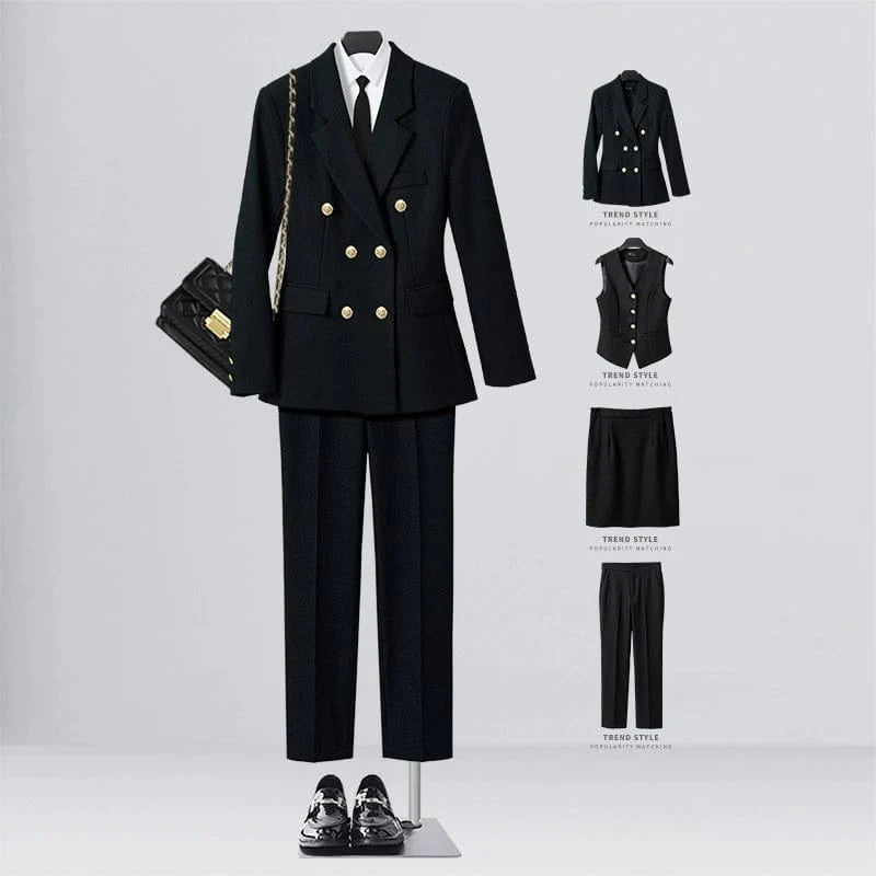 SHOWLU FASHION women's double-breasted business suit vest, mid-length, tailored workwear with a professional and stylish appearance