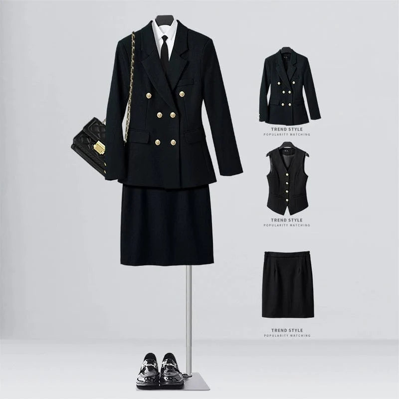 SHOWLU FASHION women's double-breasted business suit vest, mid-length, tailored workwear with a professional, elegant design.