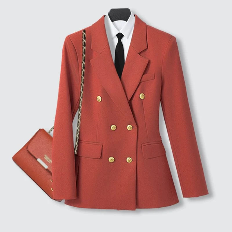 SHOWLU FASHION women's double-breasted business suit vest in a mid-length design, suitable for professional workwear.
