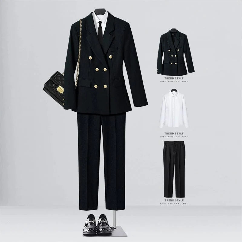 SHOWLU FASHION women's double-breasted business suit vest, mid-length, stylish workwear with a professional, elegant design.