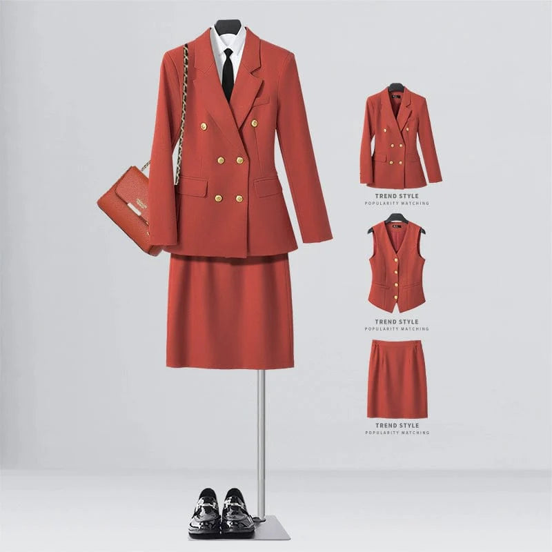 SHOWLU FASHION women's double-breasted business suit vest, mid-length, tailored workwear with a professional and stylish look
