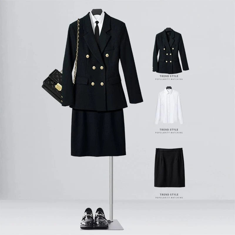 SHOWLU FASHION women's double-breasted business suit vest, mid-length, tailored workwear fashion for a professional look