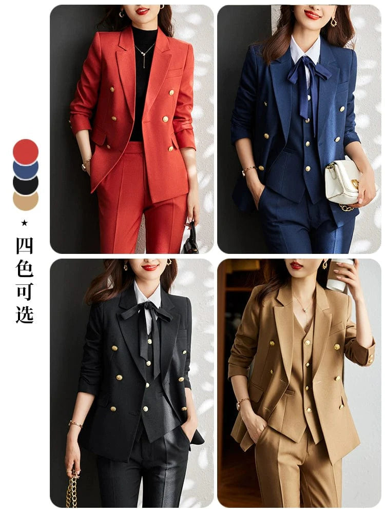 SHOWLU FASHION women's double-breasted business suit vest, mid-length, tailored workwear with a sophisticated, professional look.