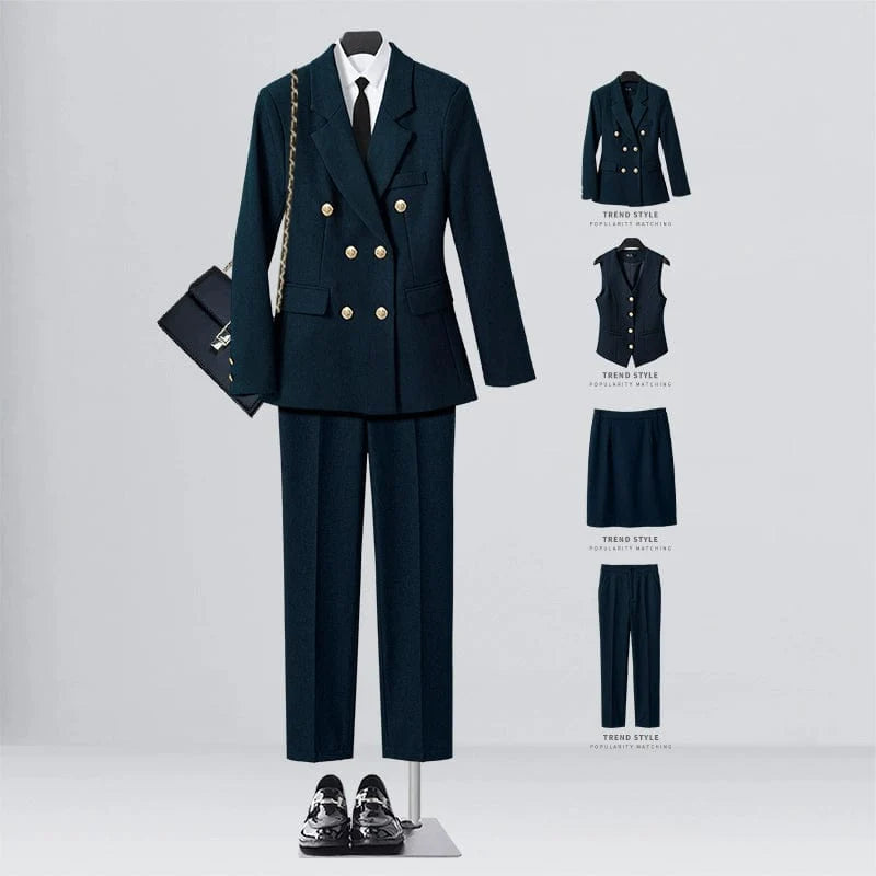 SHOWLU FASHION women's double-breasted mid-length business suit vest, tailored workwear with a professional, elegant style.
