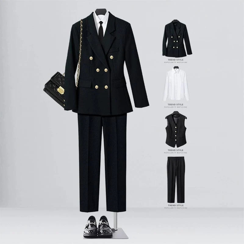 SHOWLU FASHION women's double-breasted business suit vest in a mid-length style, ideal for professional workwear and office attire.