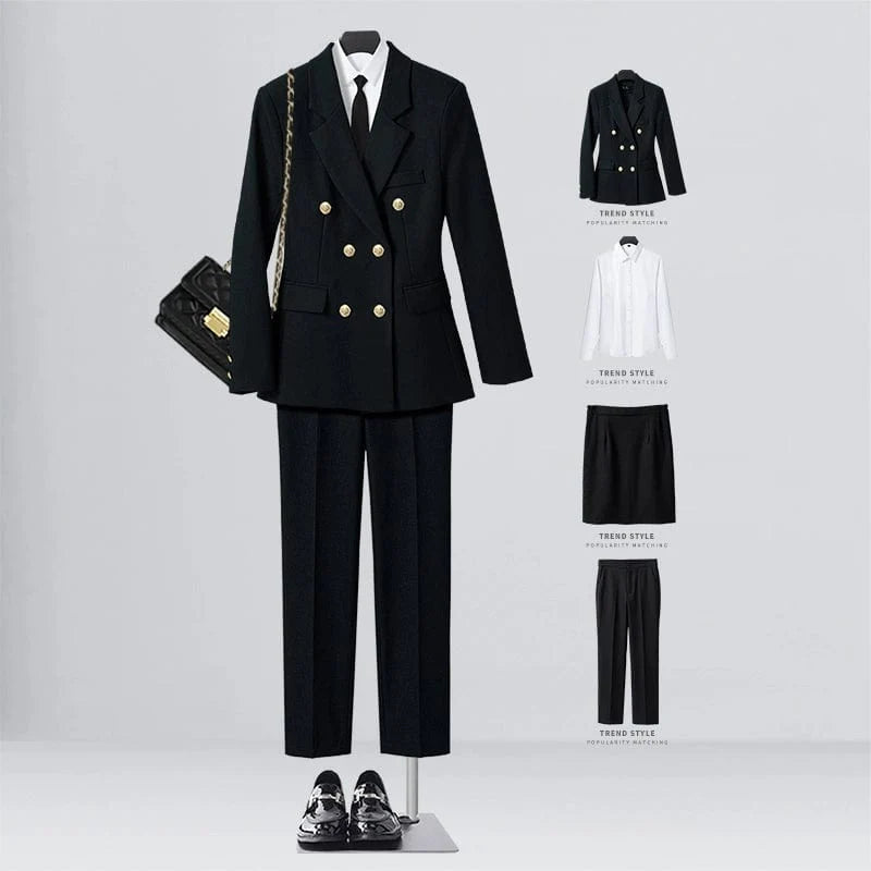 SHOWLU FASHION women's double-breasted business suit vest, mid-length, tailored workwear with a sophisticated, professional appearance.