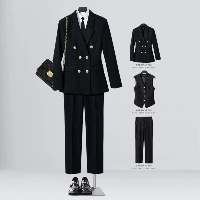 SHOWLU FASHION women's double-breasted business suit vest, mid-length, tailored workwear with a professional and elegant style.