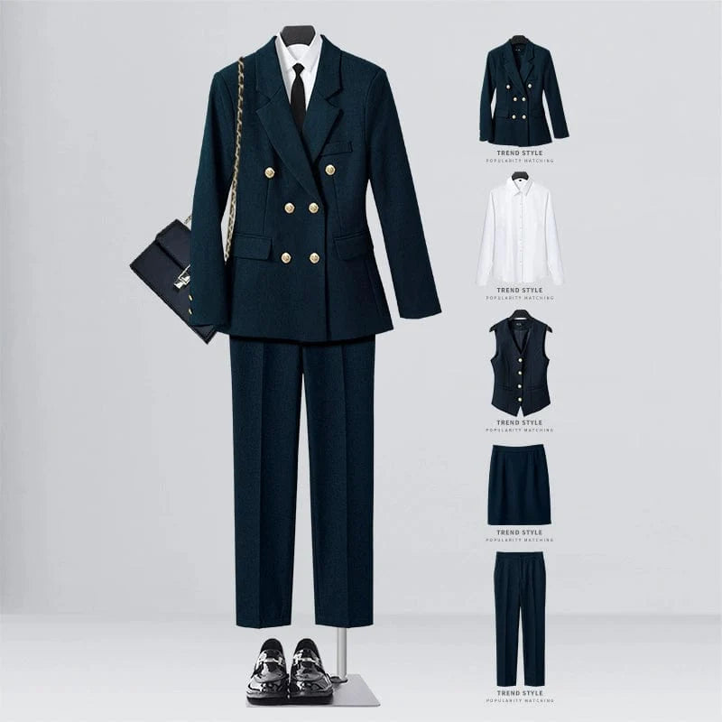 SHOWLU FASHION women's double-breasted business suit vest, mid-length, tailored workwear with a professional, stylish design.
