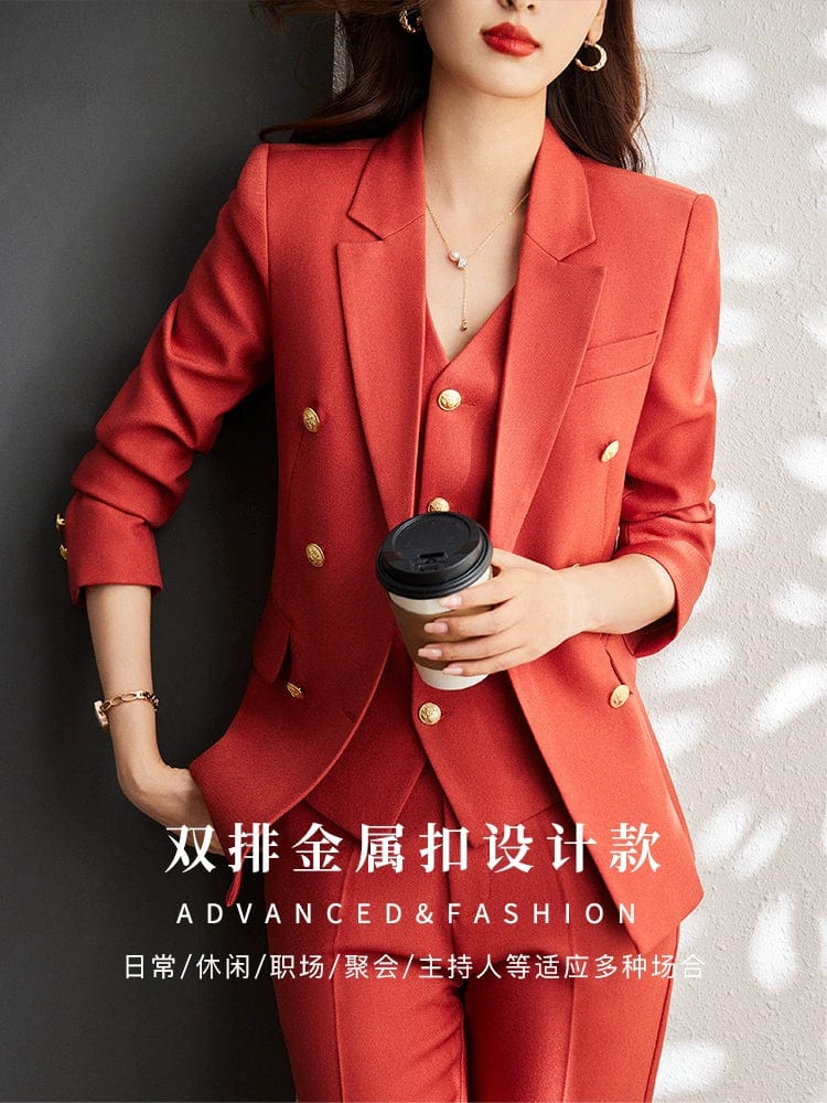 SHOWLU FASHION women's double-breasted business suit vest, mid-length, tailored workwear with a professional and stylish appearance.
