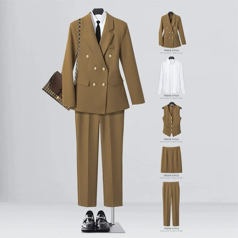 SHOWLU FASHION women's double-breasted business suit vest, mid-length, tailored workwear with a professional, elegant design.